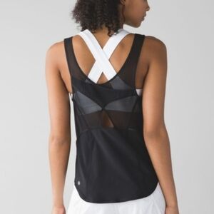 LULULEMON - Run With The Sun Tank Top Mesh Panel Criss Cross